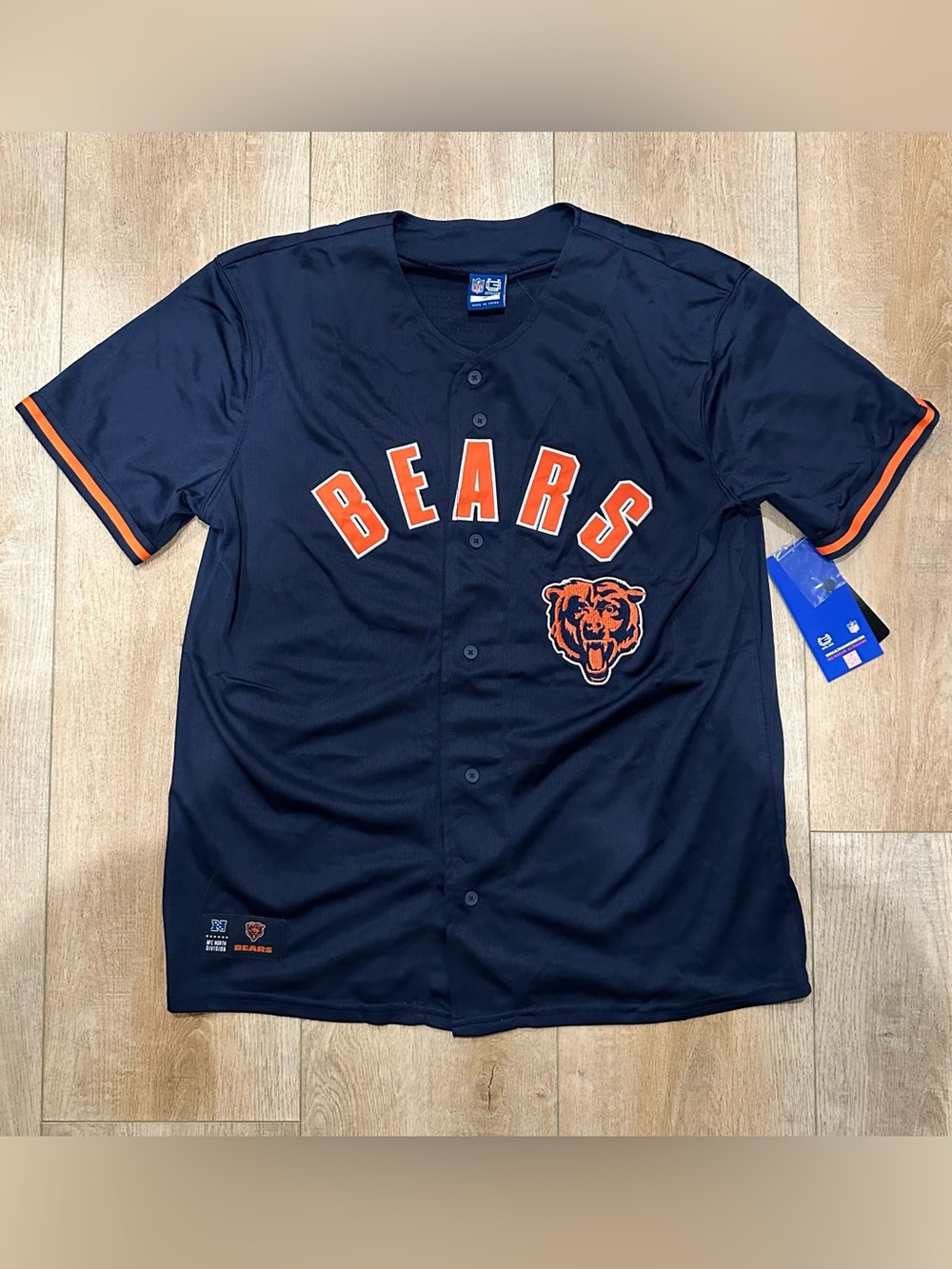 NFL Chicago Bears Navy and Orange Button-Up Jersey